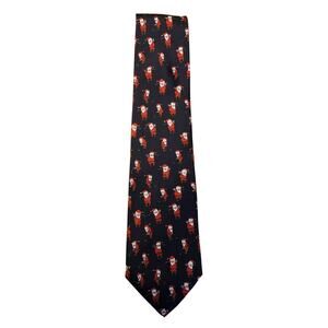 Golfing Santa Alynn Neckwear Neck Tie 100% Silk Navy Blue Golf Christmas‎